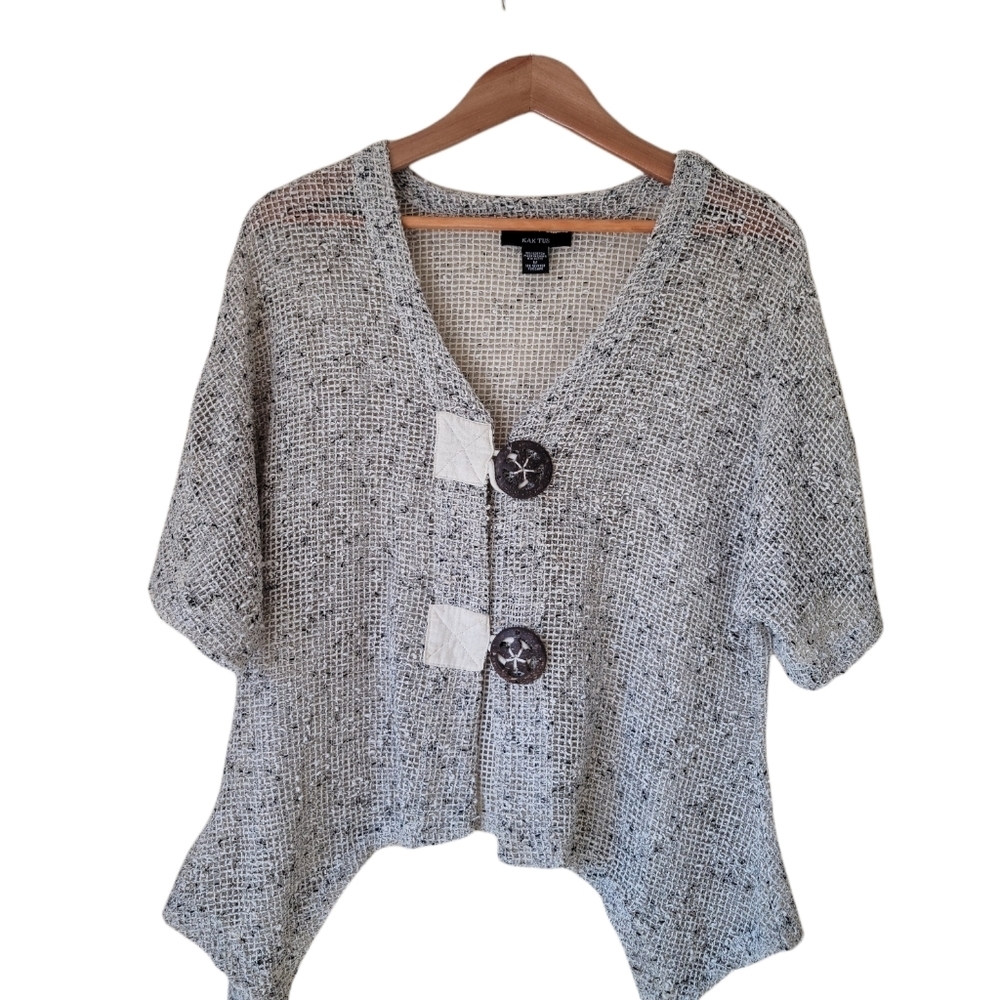 Kak Tus open‎ weave mesh shark-bite hem Boho top